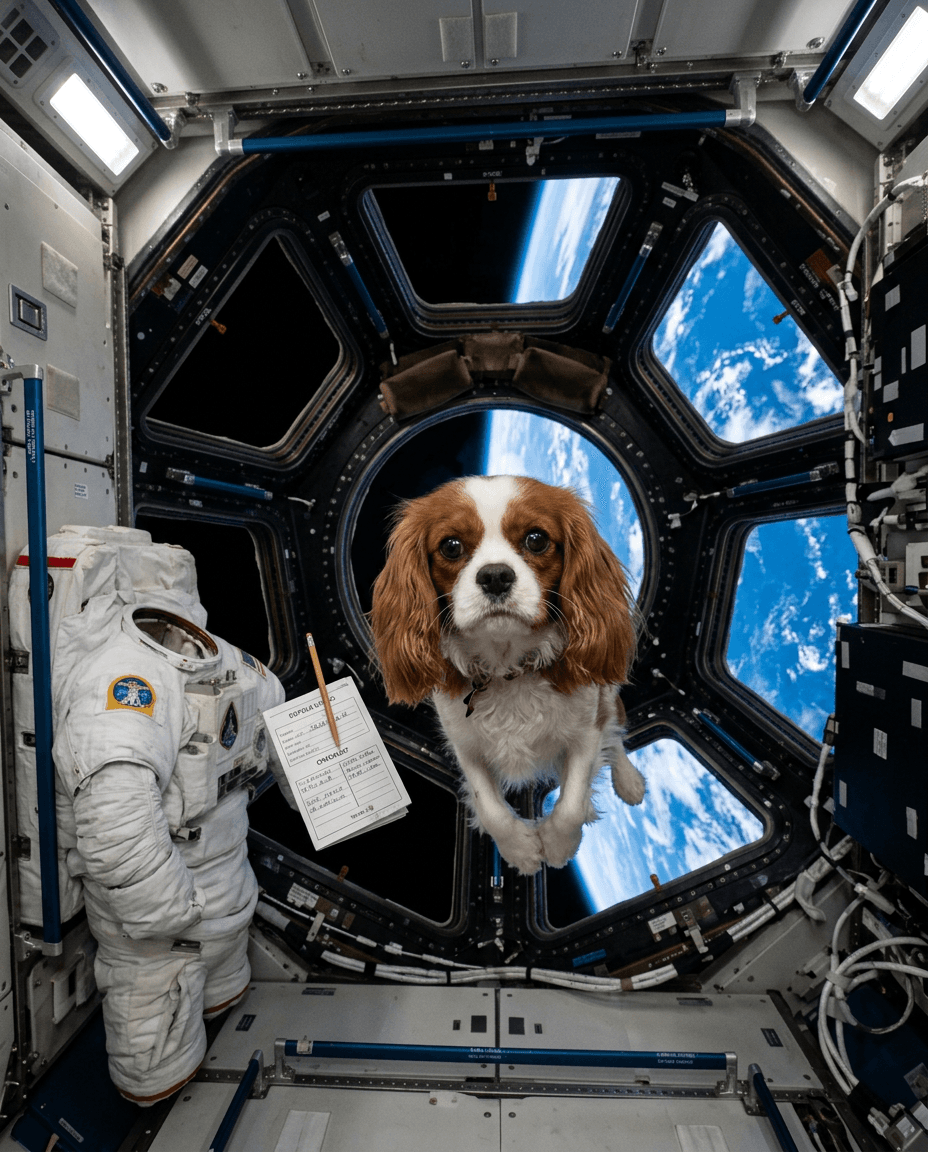 Portrait Astronaute a bord de l'ISS d'un chien
