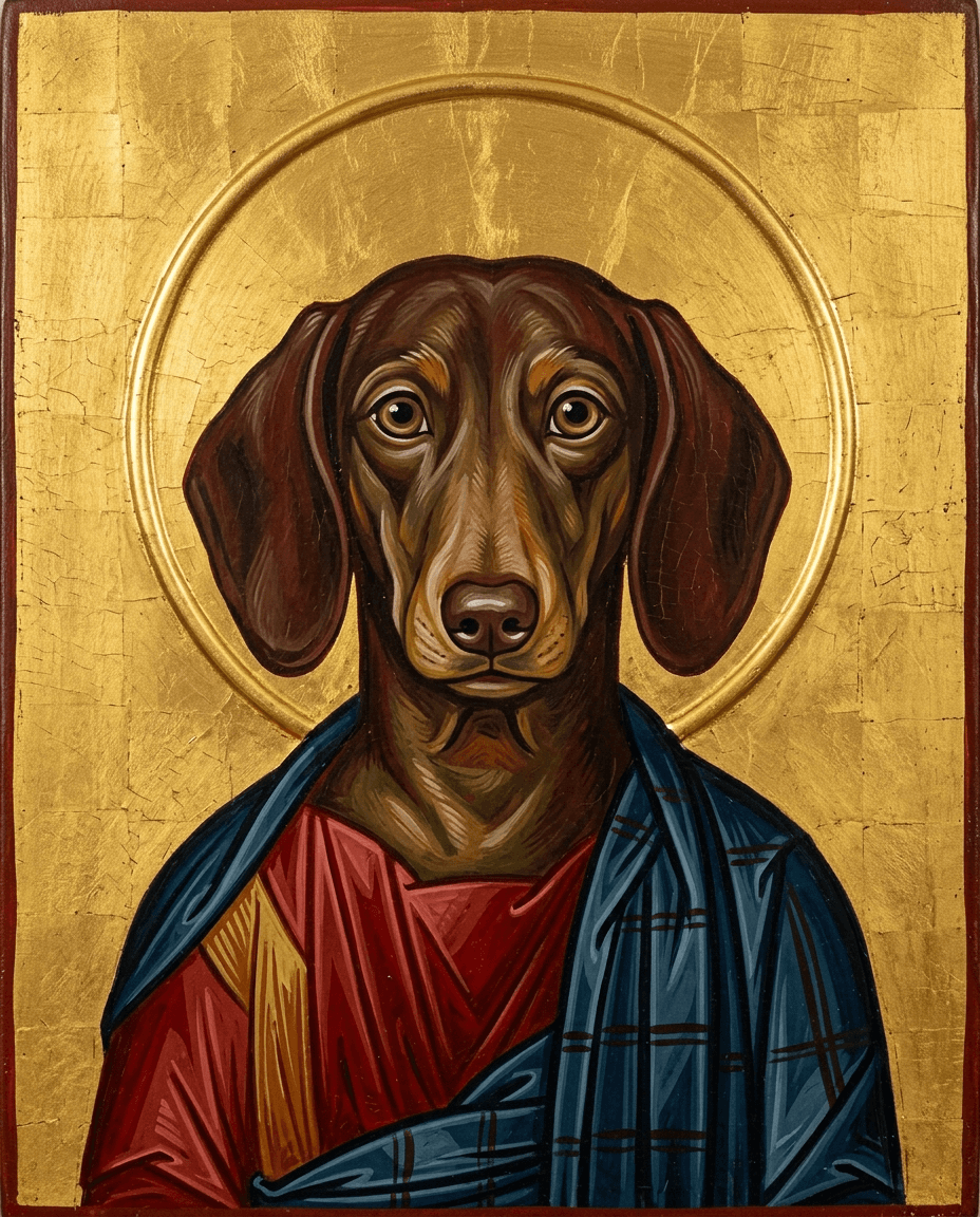 Portrait Icone byzantine d'un chien