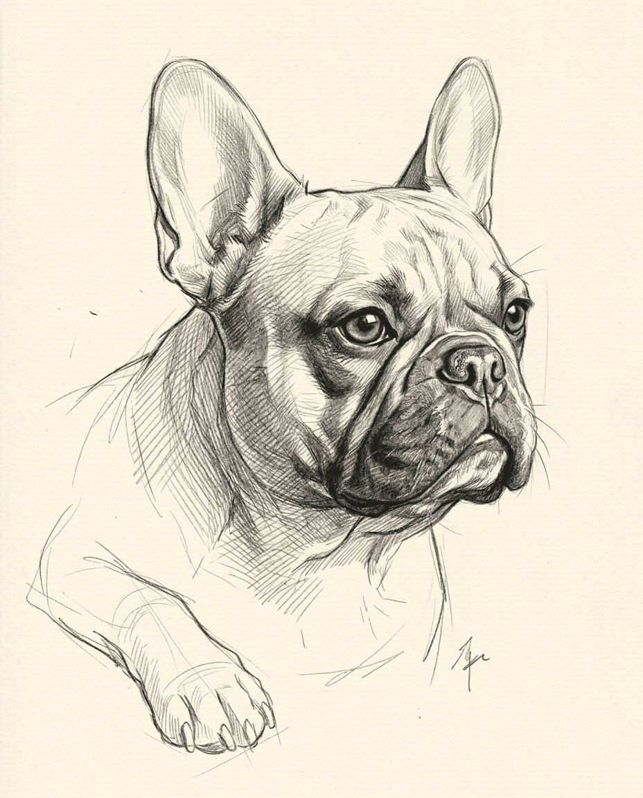 Portrait Croquis au crayon d'un chien