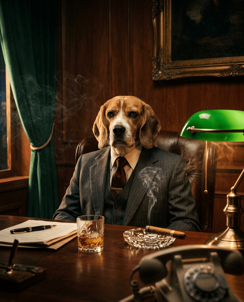 Portrait Boss de la mafia d'un chien